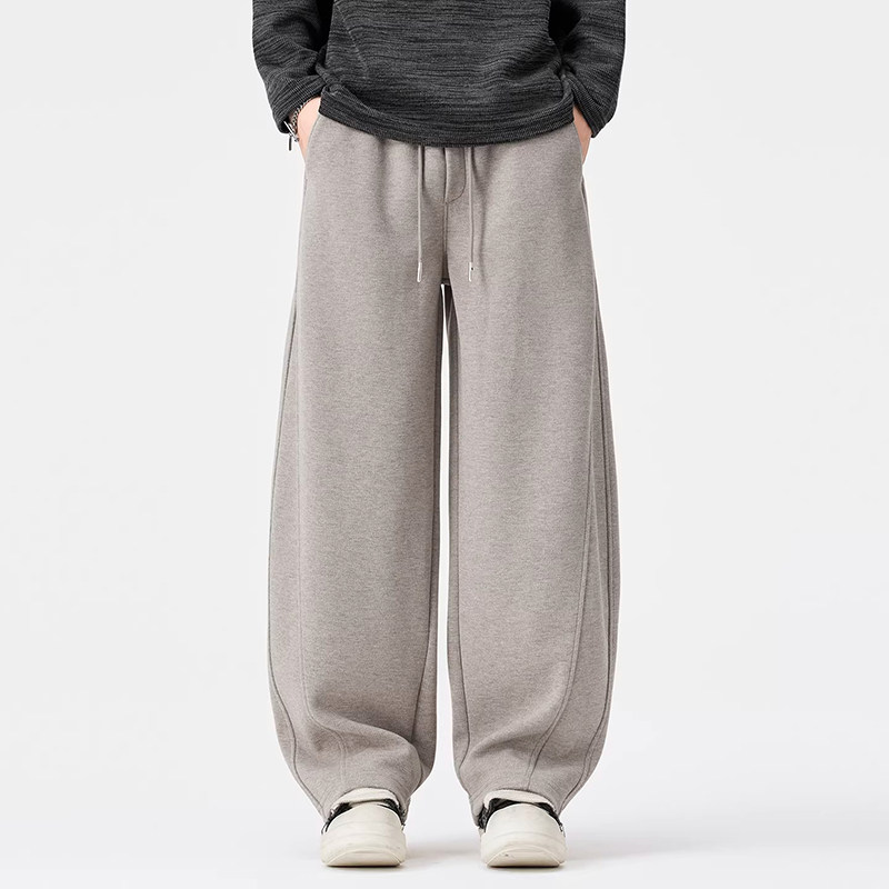 秋冬季2025新款男士复古针织休闲卫裤潮流宽松直筒男士阔腿休闲裤