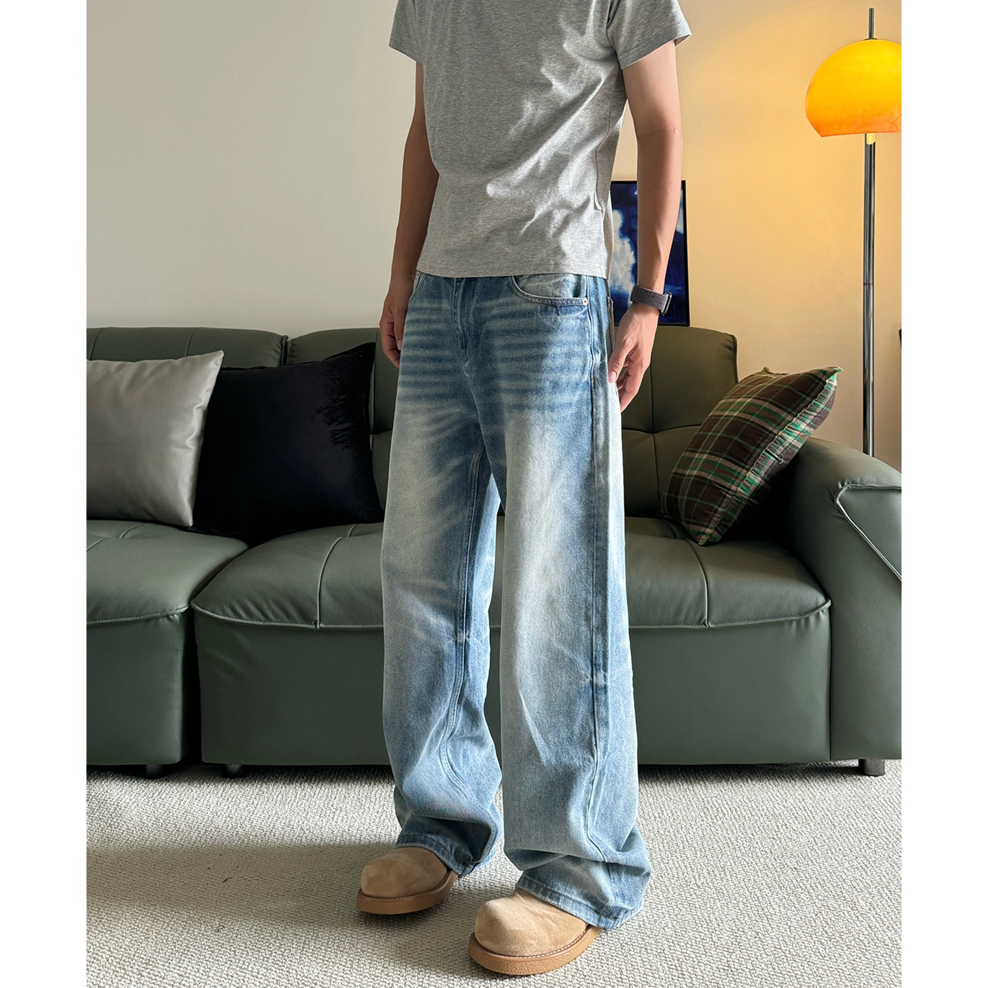 2026春秋季新款美式复古牛仔裤男款高街宽松直筒阔腿休闲牛仔长裤,男装,牛仔裤,淘宝优惠券,粉丝福利购,淘宝优惠卷