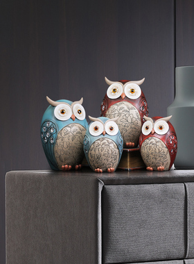 猫头鹰动物饰品创意覆古家居装饰酒柜客厅电视柜办公室书房陈设