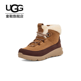 UGG童鞋 大童户外靴翻毛皮女童男童加绒保暖短靴系带棉靴1157574K