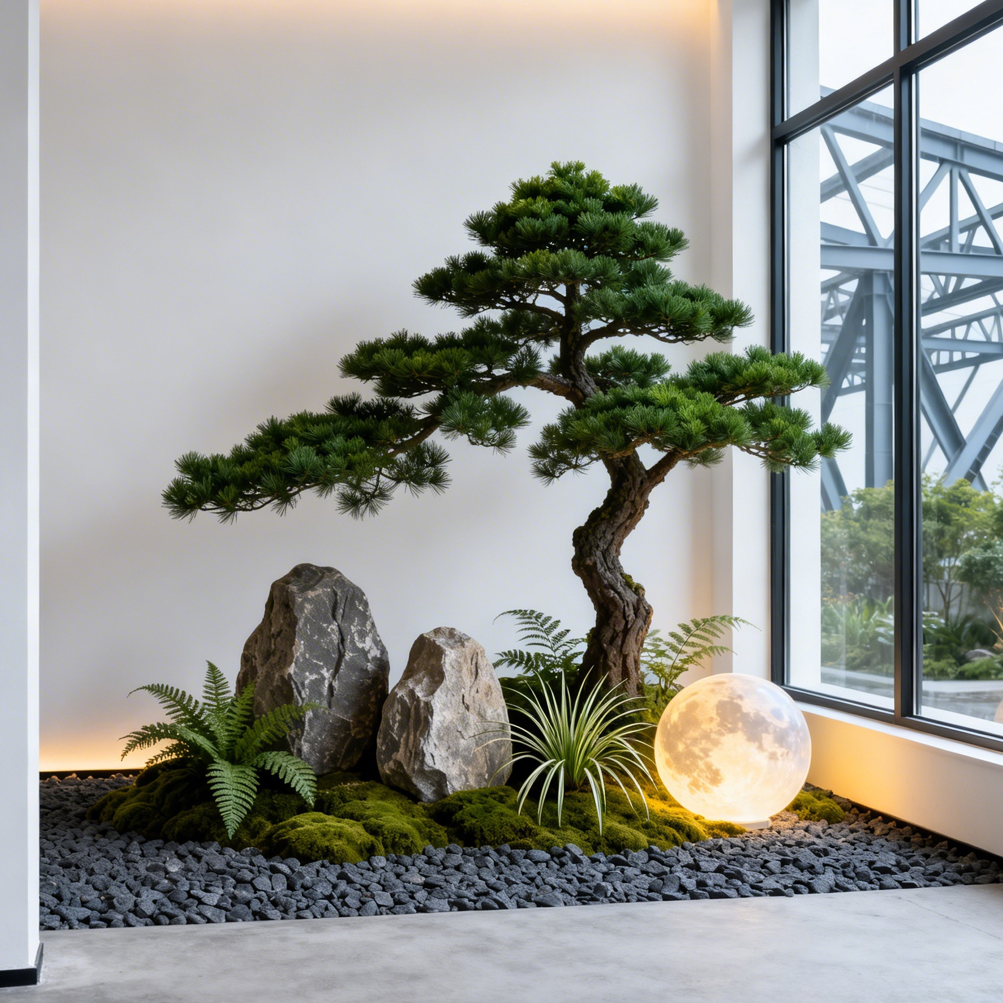 仿真迎客松树假罗汉松新中式室内造景装饰玄关橱窗绿植景观组合