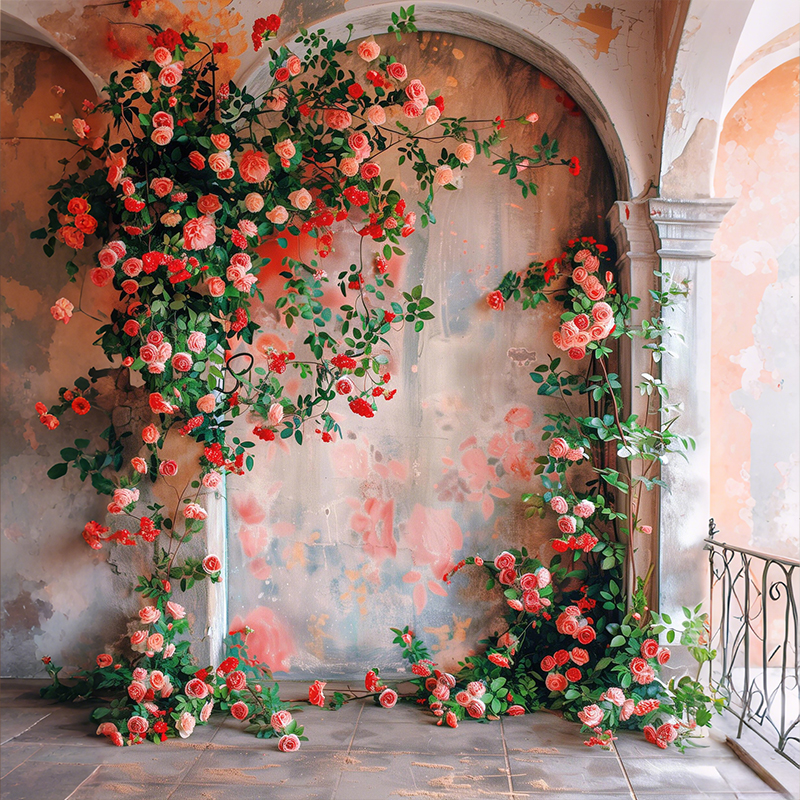 仿真玫瑰花网红打卡花墙瀑布
