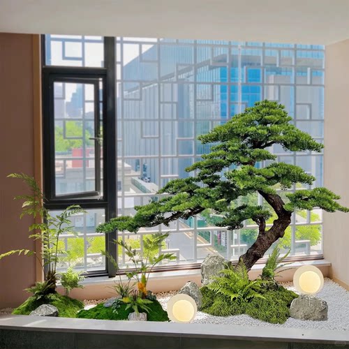新中式仿真迎客松树室内造景