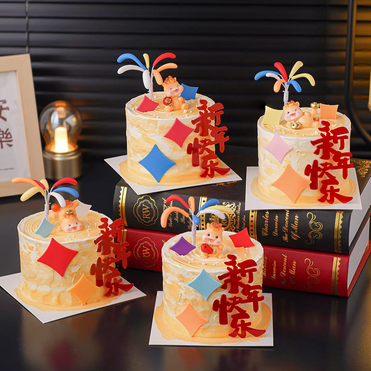 2026新年生肖小马软胶彩色星星礼花马年跨年元旦插件蛋糕装饰摆件