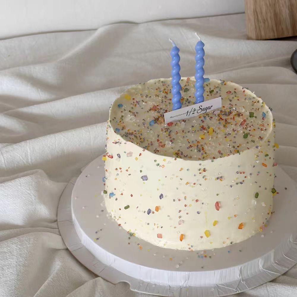 网红砂糖彩色钻缤纷糖宝石生日甜品蛋糕螺纹蜡烛烘焙蛋糕装饰摆件