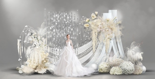 o379韩式 布幔毛绒婚礼效果图psd分层文件小众婚礼效果图素材设计