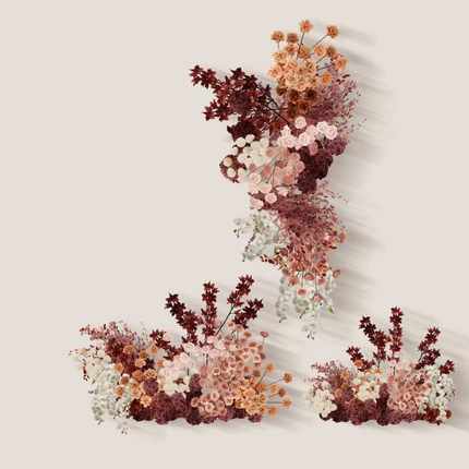 h517红粉色咖色复古婚礼花艺素材psd文件红紫金色喜庆