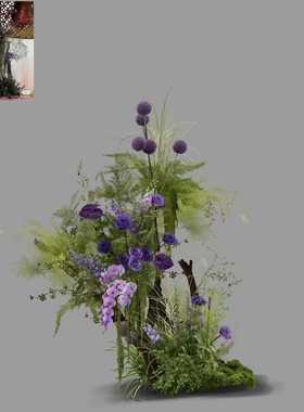 h518白绿紫色花艺素材野生感枝干枯藤户外婚礼素材PS婚礼白绿紫色