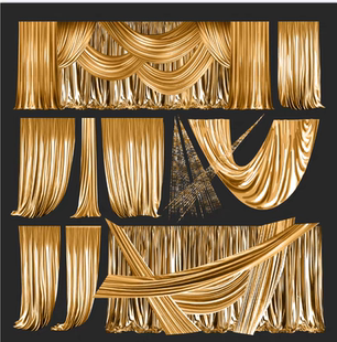 黑金色婚礼效果图金色布幔婚礼设计素材PSD+png