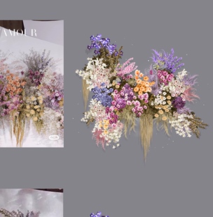 h135蓝紫香槟白色婚礼花艺素材psd源文件油画婚礼素材紫色婚礼