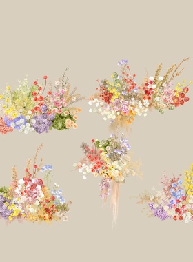 h150彩色红黄蓝紫粉绿色婚礼花艺素材ps源文件爱丽丝童话婚礼素材