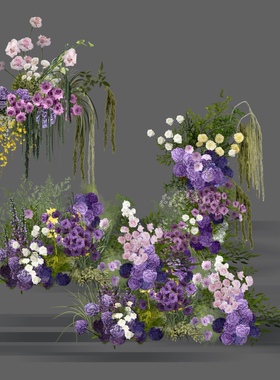 h116绿紫色婚礼花艺素材psd源文件紫色婚礼效果图户外婚礼效果图