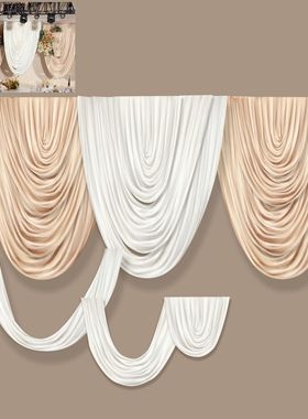 b321婚礼布幔素材婚礼效果图白粉香槟门帘布幔素材设计道具素材