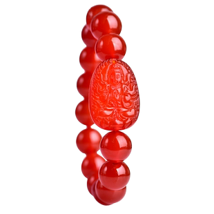 天然红玛瑙本命佛手链普贤虚空藏菩萨虎年生肖本命年男女手串饰品