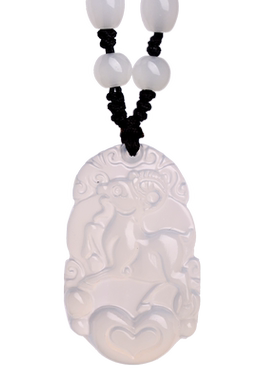 天然十二生肖白玛瑙吊坠男属相羊