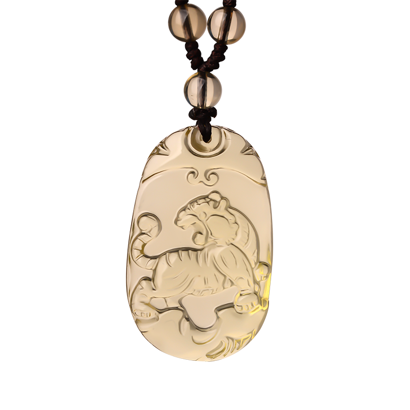 天然黄水晶十二生肖属相吊坠女本命年项链男属虎猪护身符挂件饰品