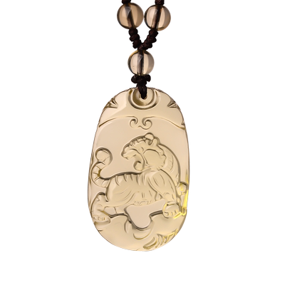 天然黄水晶吊坠项链属虎挂件