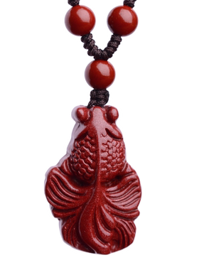 好运锦鲤正品朱砂吊坠女生项链