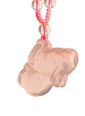 少女心天然粉水晶小兔子立体项链