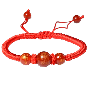 红玛瑙本命佛手绳文殊菩萨十二生肖属兔猪红绳手链编织转运珠男女