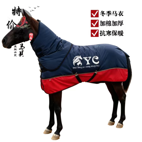 冬季加厚马衣马场大马马驹防水防寒保暖带脖套马衣加绒防水面料