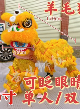 6寸红色可眨眼舞狮头 儿童醒狮表演南狮双人舞狮套装