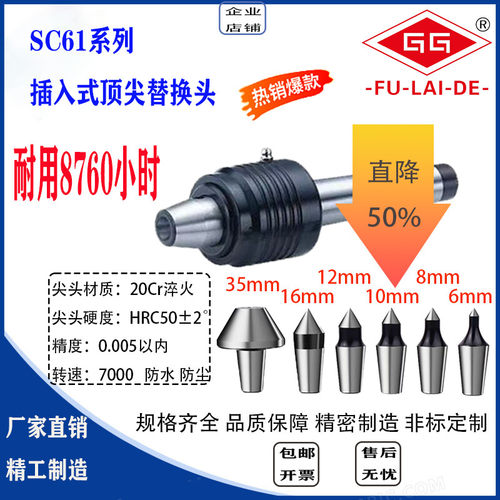 61系列SC65系列插入式可替换顶针头可选套装替换回转顶针