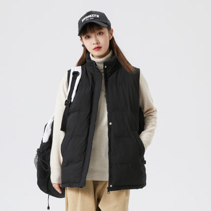 DEBRAND冬季立领无袖棉马甲防风保暖开衫上衣外套女马甲女
