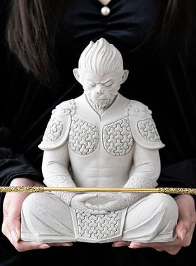 鱼缸造景水泥中式风孙悟空佛像