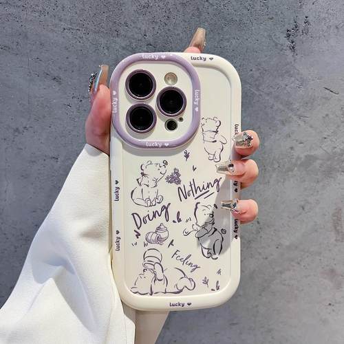 线条小熊适用荣耀500/honor400女300软硅胶X50手机壳play9t防摔x70i新款X60全包magic8pro保护套GT畅玩70Plus