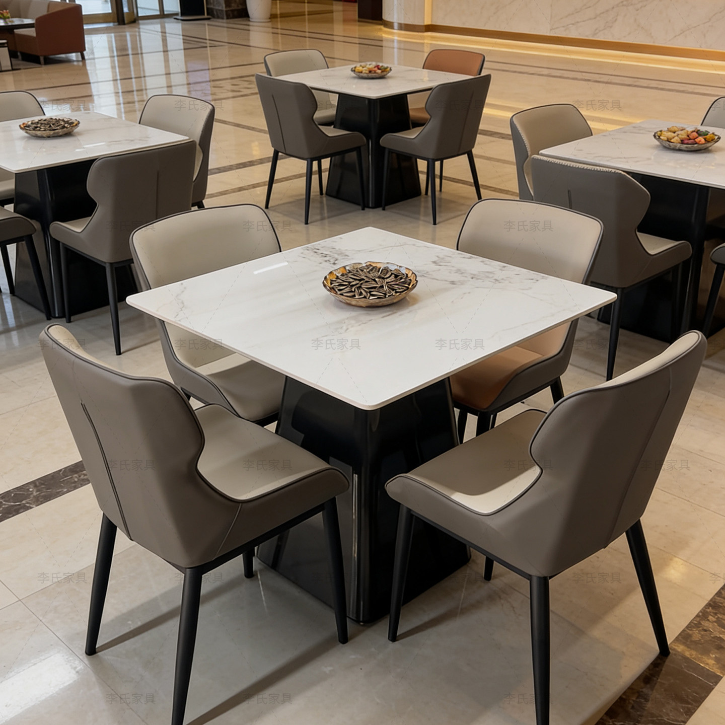 高端酒店餐厅商用正方形岩板餐桌椅休闲吧家用小方桌掼蛋打牌桌子,住宅家具,岩板餐桌,淘宝优惠券,粉丝福利购,淘宝优惠卷