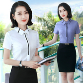 女套裙薄款 职业装 短袖 时尚 美容师工作服套装 气质酒店前台正装 夏季