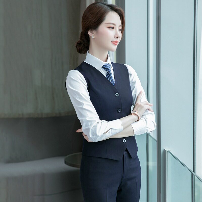 西装马甲女款2024新款春秋季西服工装银行工作服女士背心职业套装