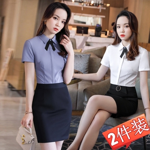 职业装衬衫女短袖夏季2025新款酒店前台工作服女士白衬衣气质工装