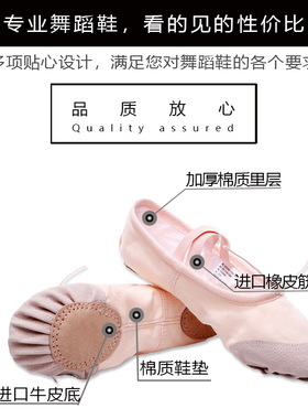 舞蹈鞋儿童软底练功猫爪男女童专业跳舞鞋形体中国芭蕾舞鞋兔系带