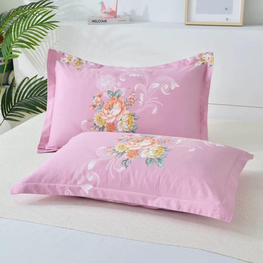 【全棉枕套一对】单人斜纹纯棉枕头套成人大号印花枕芯套学生4874