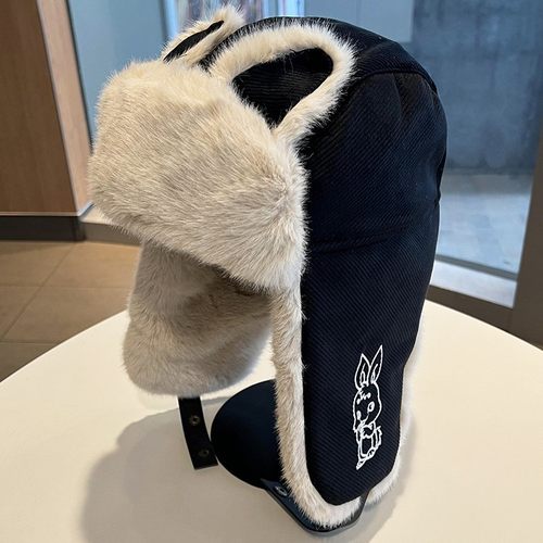 可爱兔耳朵雷锋帽女冬季电动车保暖护耳帽子防风防寒滑雪毛绒棉帽