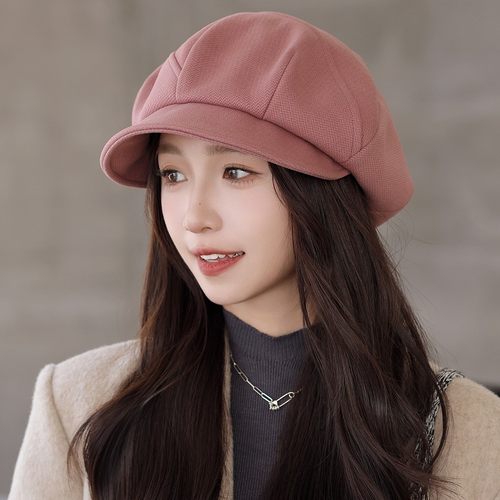 三合一前进帽子女2025秋新款毛呢覆古贝雷帽画家报童八角帽显脸小