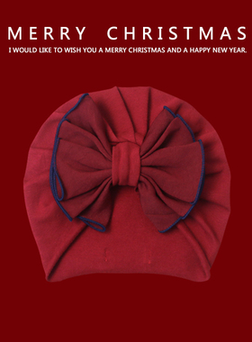 婴儿帽子春秋款胎帽女宝宝蕾丝蝴蝶结囟门帽周岁满月生日帽印度帽