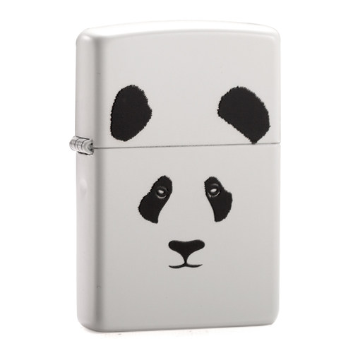 彩印送礼白哑漆熊猫打火机zippo