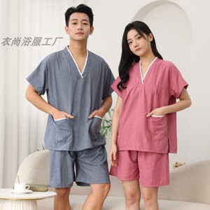 高档纯棉情侣汗蒸服套装