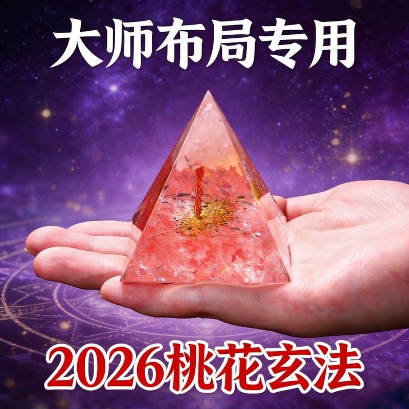 2026桃花玄法水晶金字塔摆件新中式国学大师布局专用创意高颜值,家居饰品,国学摆件,淘宝优惠券,粉丝福利购,淘宝优惠卷