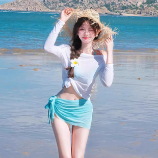 绝美大码2025新款分体泳衣防晒比基尼小胸聚拢性感女罩衫海边度假