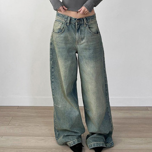 Washed Loose Distressed Rise Jeans Low 洗水做旧低腰宽松牛仔裤