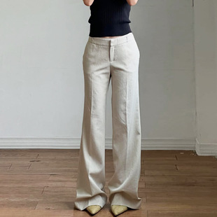 Low 裤 Rise Wide Trousers 美式 Leg 秋冬垂感显瘦低腰阔腿西装