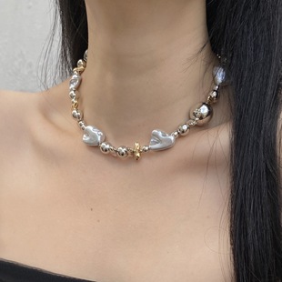 小众巴洛克不规则珍珠串珠项链女秋冬轻奢高级感甜酷锁骨链配饰