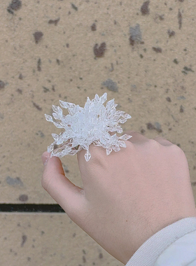 日韩风手工水晶雪花戒指女仙气透明花朵造型指环
