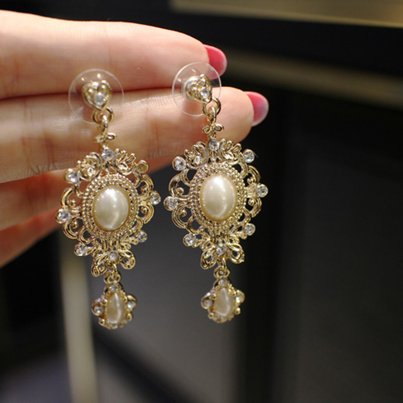 2020韩版复古夸张走秀女珍珠耳环