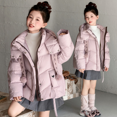 女童羽绒服白鸭绒轻薄短款