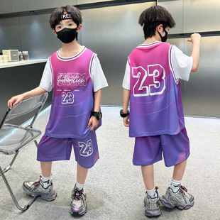 23号球衣儿童两件套 短袖 男童篮球服套装 速干运动服中大童2026夏季